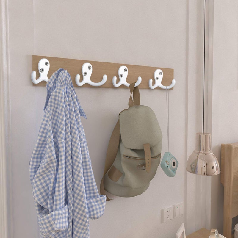 IBosins 8 Pack Heavy Duty Double Prong Coat Hooks Wall Mounted with 16 Screws Retro Double Hooks Utility Hooks for Coat, Scarf, Bag, Towel, Key, Cap, Cup, Hat - Image 5